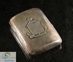 Sterling silver pocket box, ca. 1814, Birmingham, England. Burwell crest on front panel:"EX INDUSRIA"