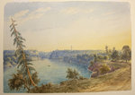 Niagara River at Queenston with Brock's Monument.  By John Herbert Caddy