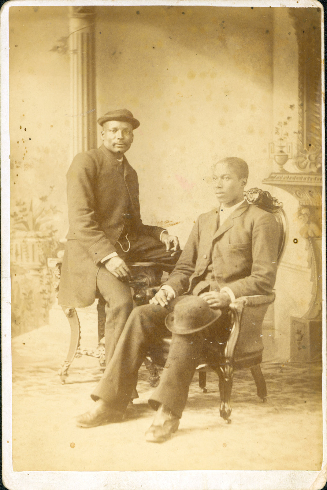 An undated cabinet card of two Black men photographed in London or St. Thomas, Ont, circa 1866-1890. Courtesy the Brock University James A. Gibson Special Collections & Archives.