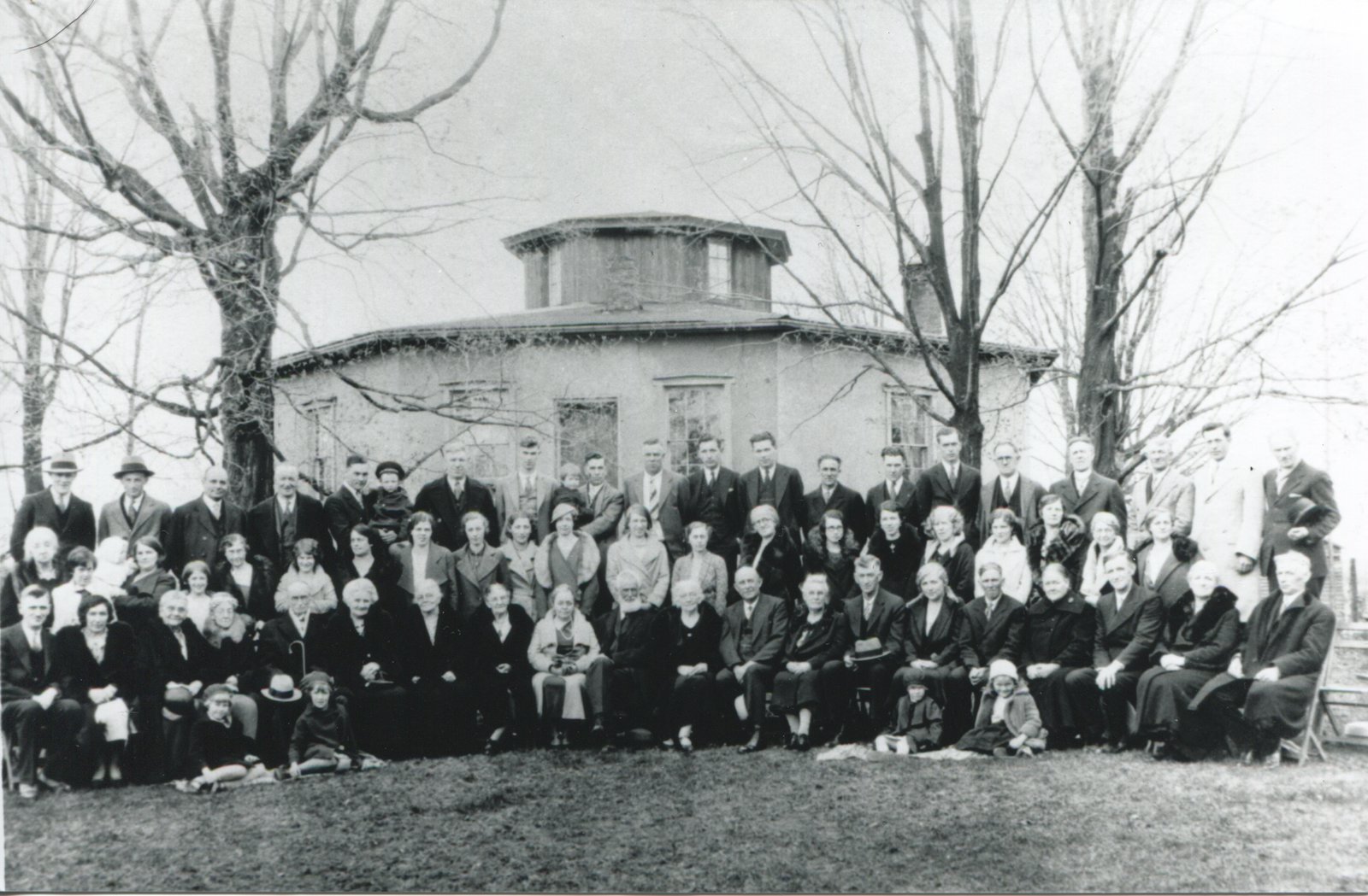 Family gathering in front of the Pickett Octagonal House, now 6103