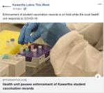 March 16: Health Unit pauses enforcement of Kawartha student vaccination records