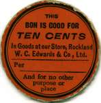 Papier monnaie dont se servait W.C. Edwards pour payer ses employés.
