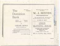 Photocopy of a page of advertising for the Dominion Bank