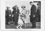 Presentation of flowers to Queen Elizabeth by Joyce Evans during visit to Port Arthur on May 23, 1939