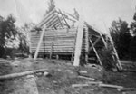 Log Cabin being built on the Brook's Farm