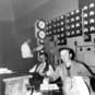 Jack Hodges, Erle Glennie and Henry Badger in the control room of the Toronto Power Plant
