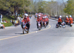 Blossom Festival Parade - motor bike riders on River Road