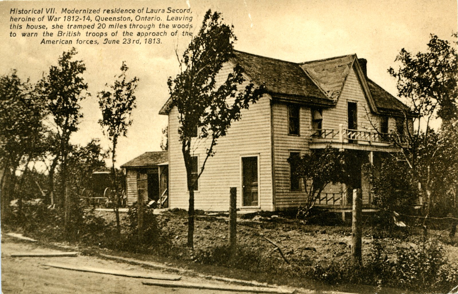 Modernized residence of Laura Secord, heroine of War 1812-14, Queenston, Ontario. Courtesy the Niagara-on-the-Lake Public Library.