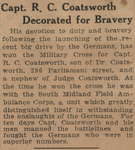Capt. R. C. Coatsworth Decorated for Bravery