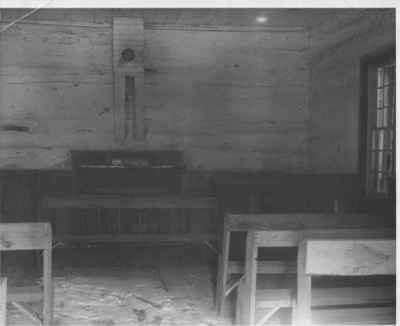 The interior of the African Episcopal Church at Oro, around 1950. Courtesy the Orillia Public Library.