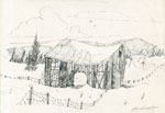 Sketch of Snow-Covered Abandoned Barn