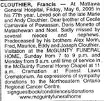 Nécrologie / Obituary Francis Clouthier