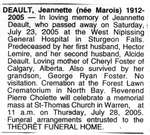 Nécrologie / Obituary Jeannette Deault (née Marois)