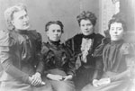 Group photograph of Aggie Buchanan, Mrs. Harriet MacChristie, Mrs. Lettie Poole, and Mrs. Jenny Christie, circa 1890