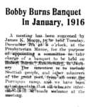 Bobby (sic.) Burns Banquet in January, 1916