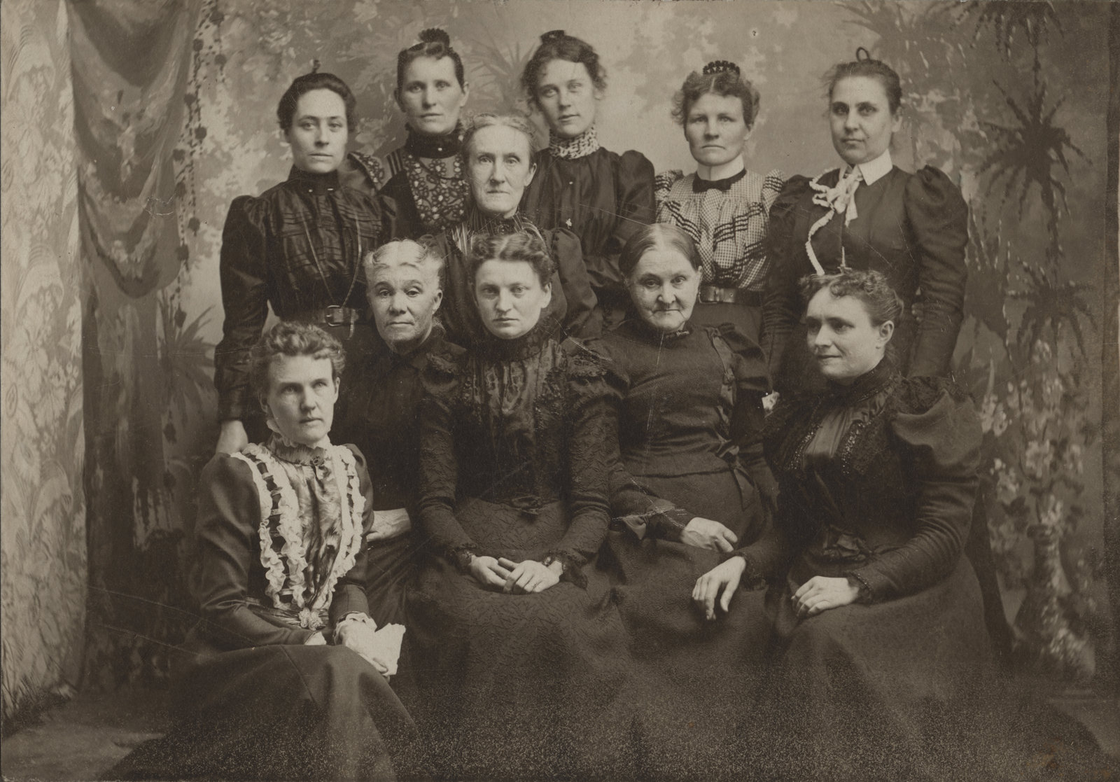 These women may be members of the Women's Missionary Society of the Evangelical Lutheran Church, around the turn of the century. Courtesy the Wilfrid Laurier University Library.