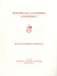 Waterloo Lutheran University baccalaureate service program, spring 1966