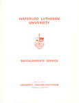 Waterloo Lutheran University baccalaureate service program, spring 1969