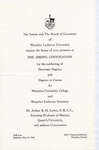 Waterloo Lutheran University 1964 spring convocation ceremony and baccalaureate service invitation