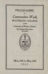 Programme of Convocation Week, Waterloo College, 1931
