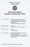 Wilfrid Laurier University fall convocation schedule, 1992