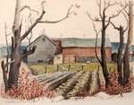Red Barn with Bare Trees