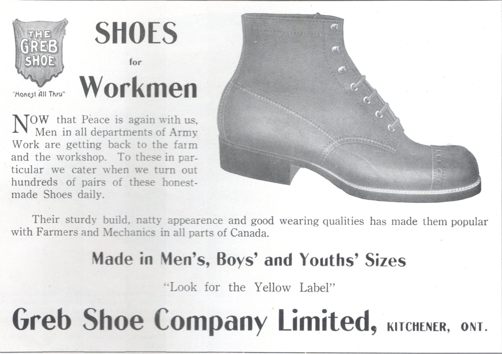 Greb Shoe Company Limited ad View 