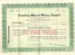 Canadian Mineral Waters, Limited stock certificate