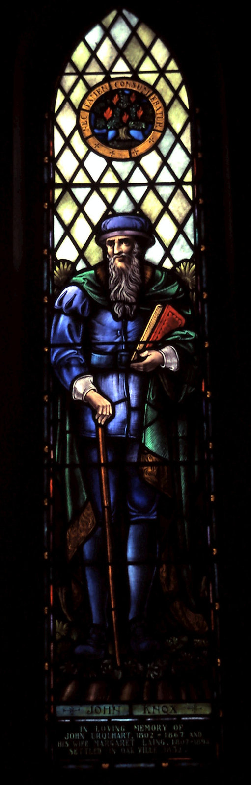 Stained glass dedicated to John Urquhart
