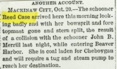 CASE,  REED (1869, Schooner)