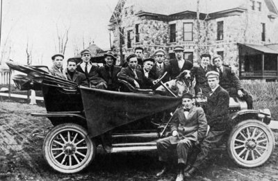 Alpha Phi Fraternity Brothers in Model T