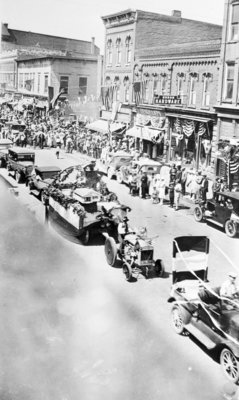 Parade in Downtown Alpena along N 2nd Ave, 1925