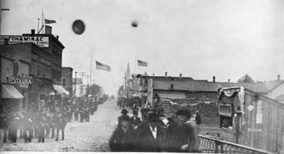 Parade along Dock St, 1875