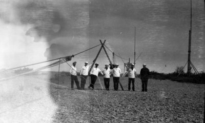 Middle Island:  Crew in Training with Breeches Buoy