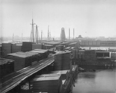 Lumber Stacks Along Thunder Bay River