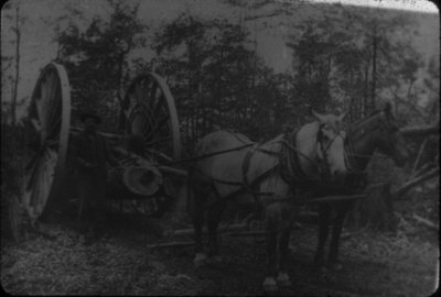 Horse Drawn &quot;Big Wheels&quot; for Moving Logs