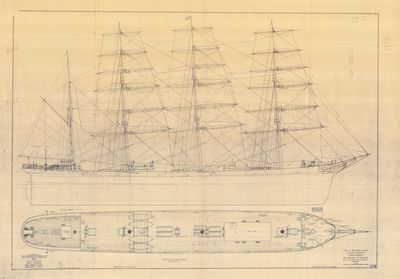 Sail & Rigging Plan for California (4-mast Barque), 1882