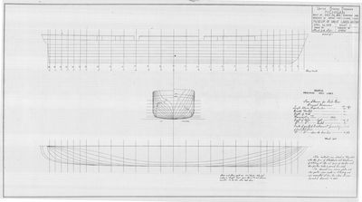 Hull Lines and Body Plan of Steamer MICHIGAN (1843)