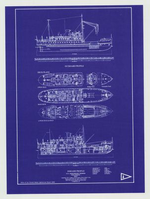 Outboard and Inboard Profile of U.S. Lighthouse Tender HOLLYHOCK (1937)