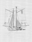 Drawing of Two-mast Scow Schooner - Unidentified Vessel