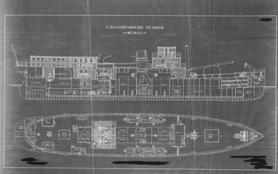 Inboard and Deck Plans for U.S. Lighthouse Tender SUMAC (1903)