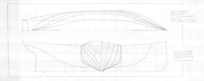 Hull Lines of Merchant Sloop Model, circa 1870-80