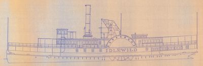 Outboard Profile Plan for Sidewheel Steamer IDLEWILD (1879)