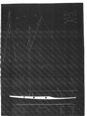 Sail Plan for Auxiliary Cruiser (1938) by Jack B. Spicer