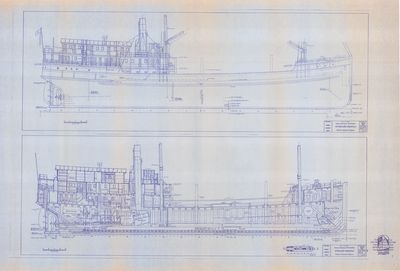 Inboard and Outboard Profile for Steam Schooner WAPAMA (1915)