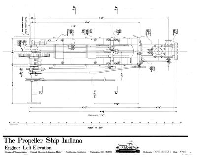 Plan of Left Elevation - Engine  for the Propeller INDIANA (1848)