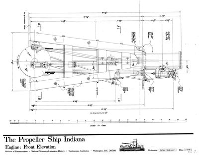 Engine - Front Elevation Plan for the Propeller INDIANA (1848)