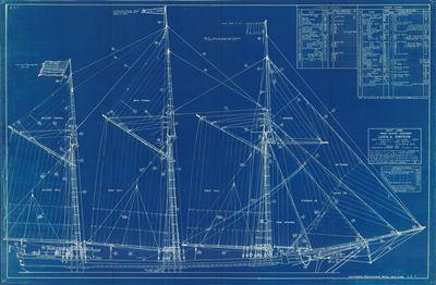 Model Rigging Plan for Schooner LUCIA A. SIMPSON (1875)