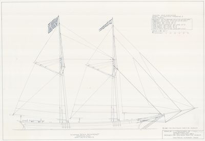 Spar and Sail Plan for Schooner DEAN RICHMOND (1855)