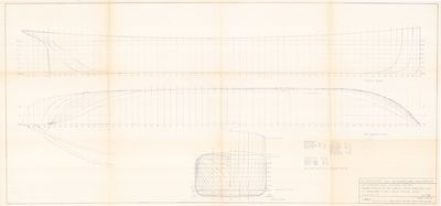 Hull Lines and Body Plan for Steam Barge D.D. CALVIN (1883)